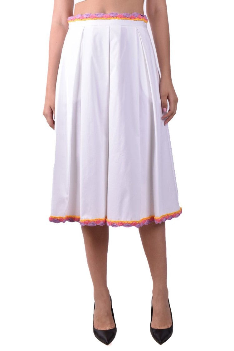 Moschino White Cotton Midi Skirt