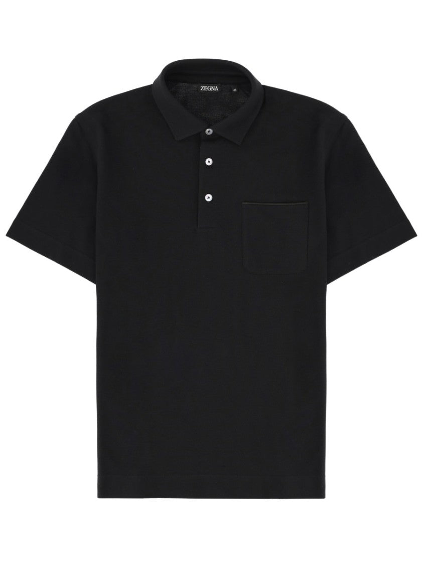 Zegna Regular Fit Cotton Subtle Pocket Polo Shirt