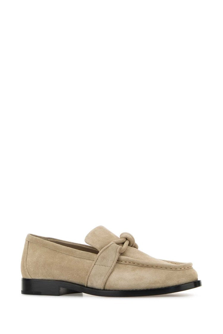 Bottega Veneta Sand Suede Astaire Loafers With Knotted Detail