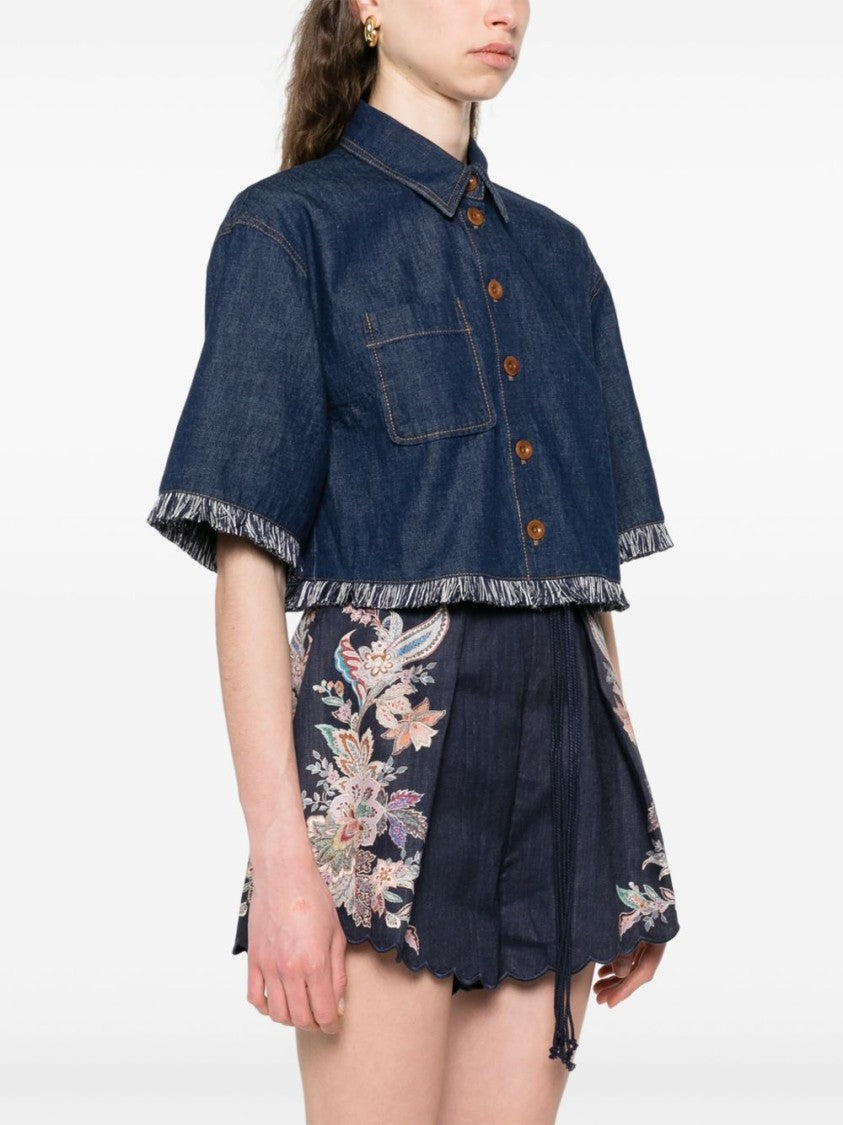 Zimmermann Indigo Denim Shirt With Classic Collar