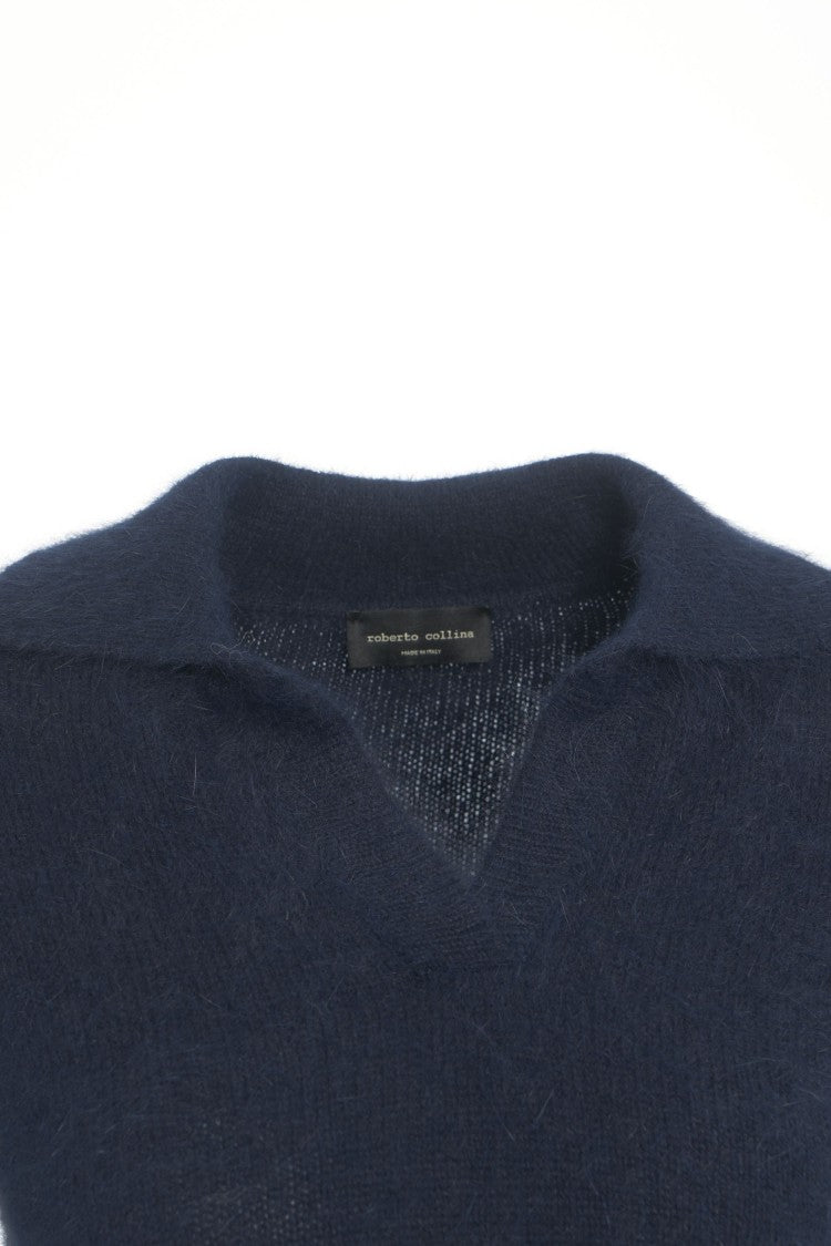 Roberto Collina Polo Sweater In Soft Knit With Ribbed Details