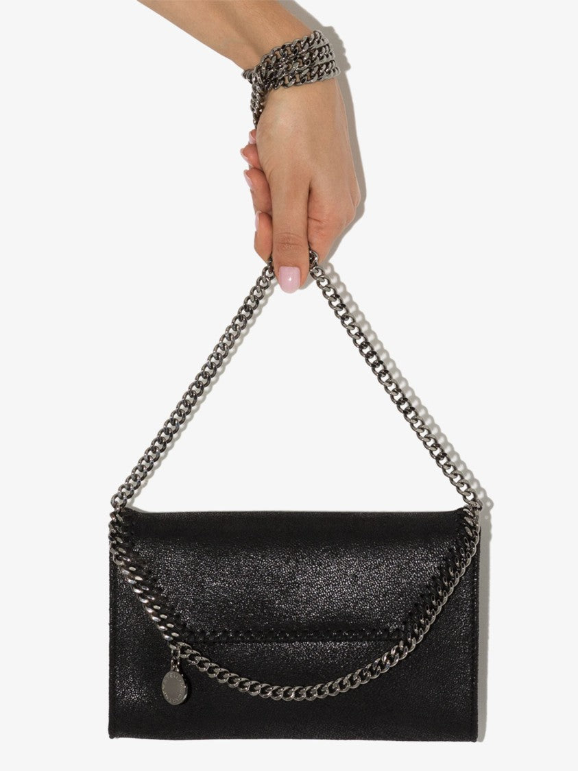 Stella Mccartney Black Falabella Wallet Shaggy Deer Satchel
