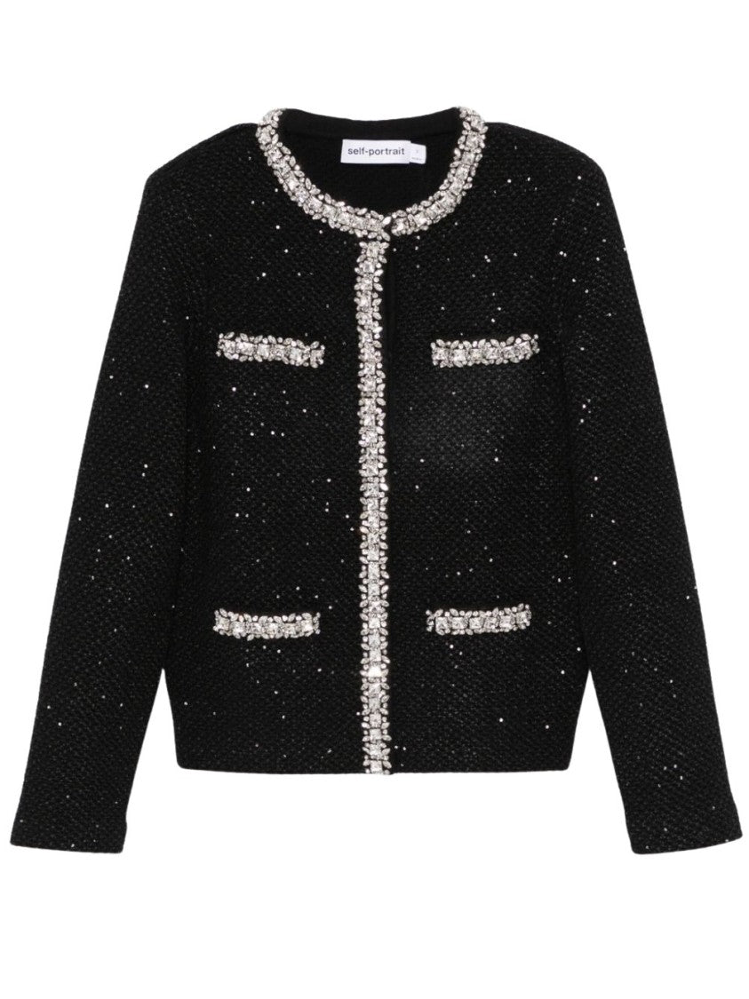 Self-Portrait Black Sequin-Knit Jacket