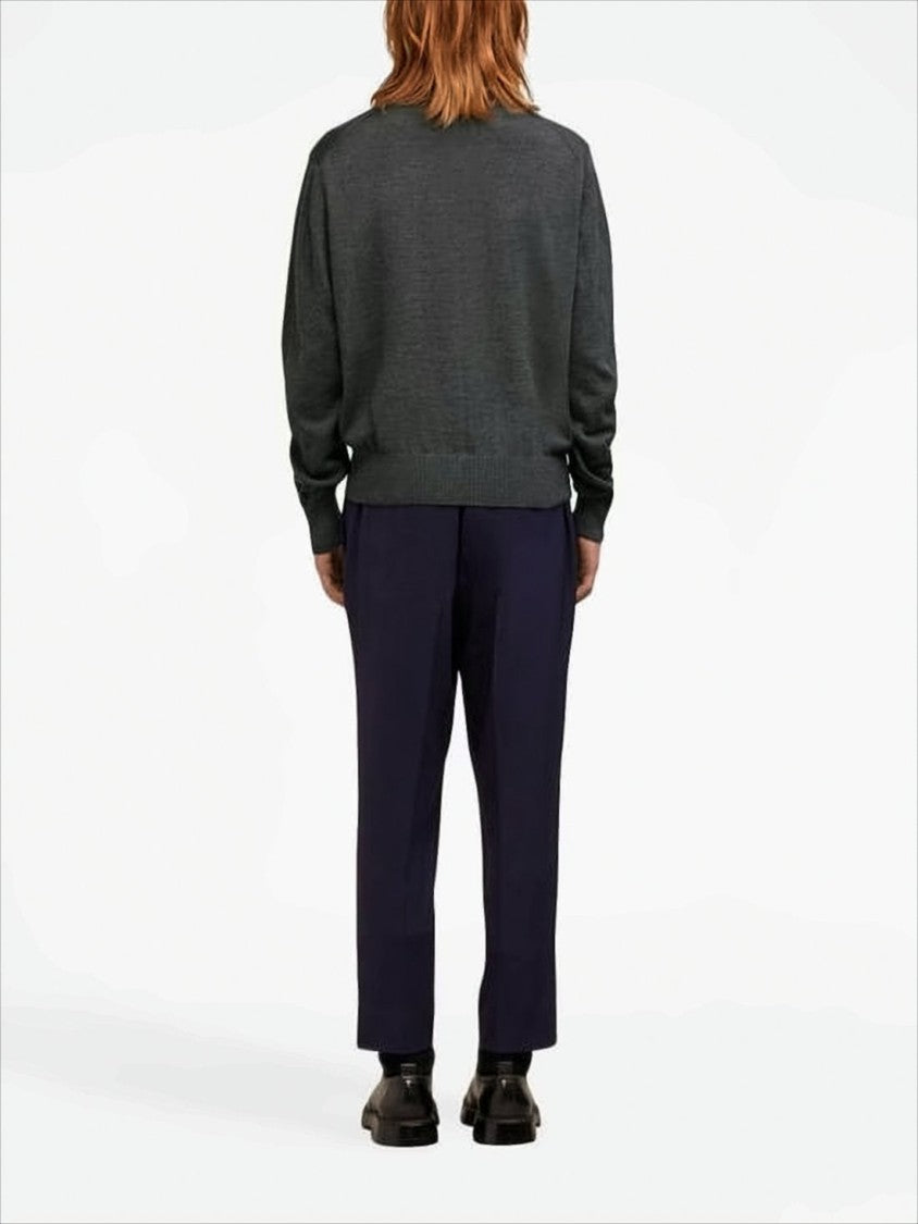 Ami Paris Classic Wool Sweater With Ribbed Details And Signature Logo