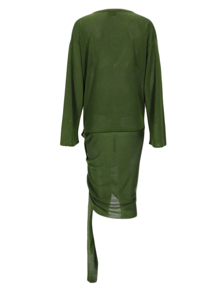 The Attico Draped V-Neck Asymmetrical Mini Dress