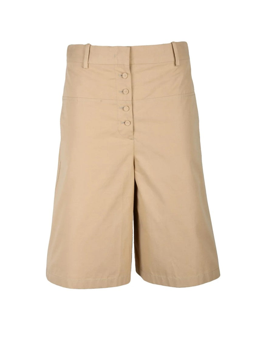 Jil Sander Beige High-Waisted Tailored Cotton Bermuda Shorts