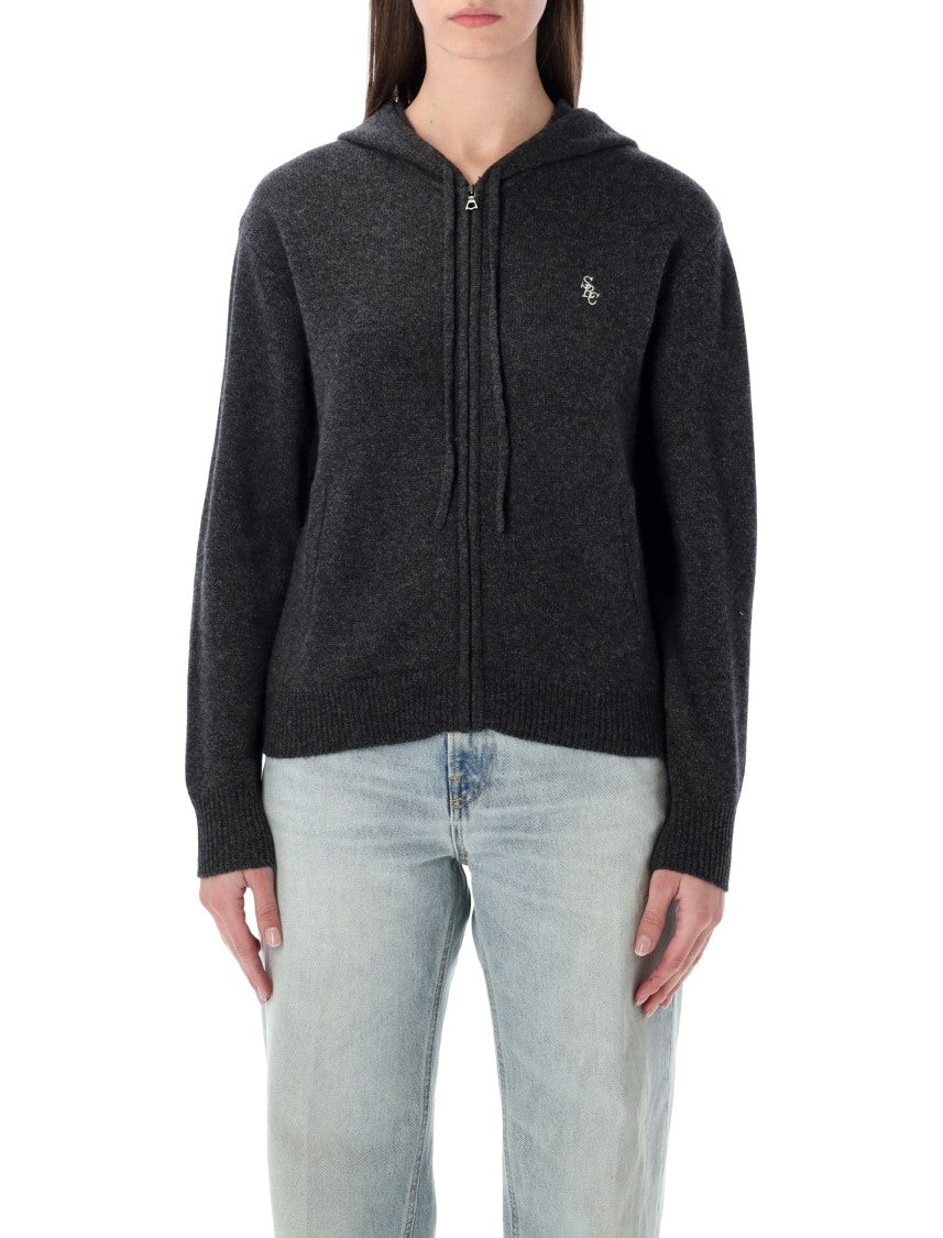 Sporty And Rich Grey Cashmere Zip Hoodie
