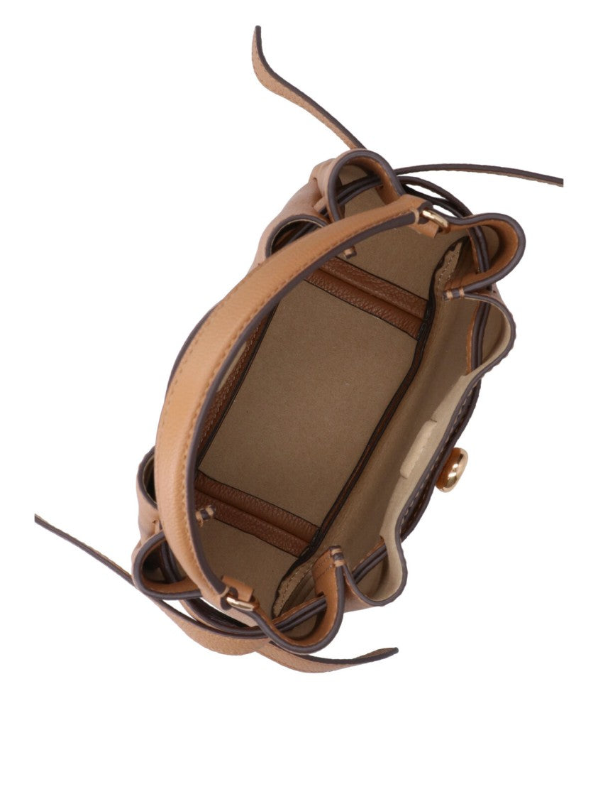 Tory Burch Beige Romy Mini Leather Bucket Bag