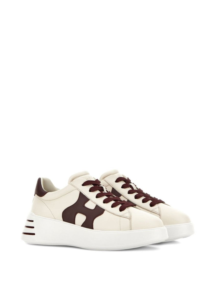 Hogan Low-Top Ivory Sneakers With Suede Logo