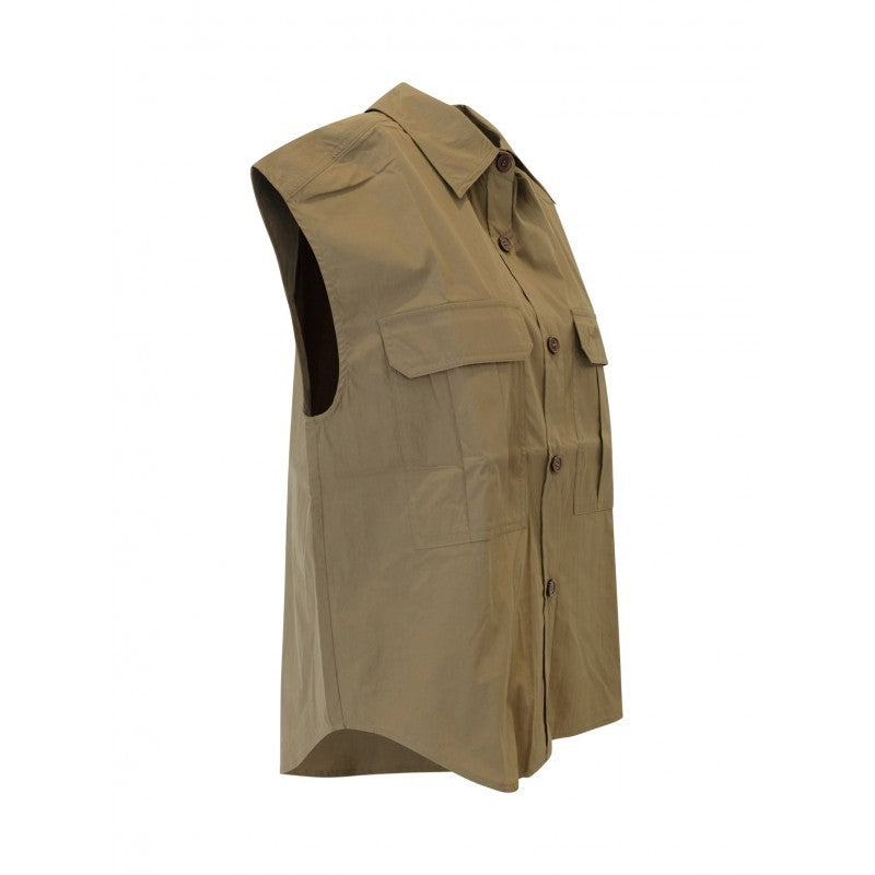 P.A.R.O.S.H. Ninja Green Olive Nylon/Cotton Shirt