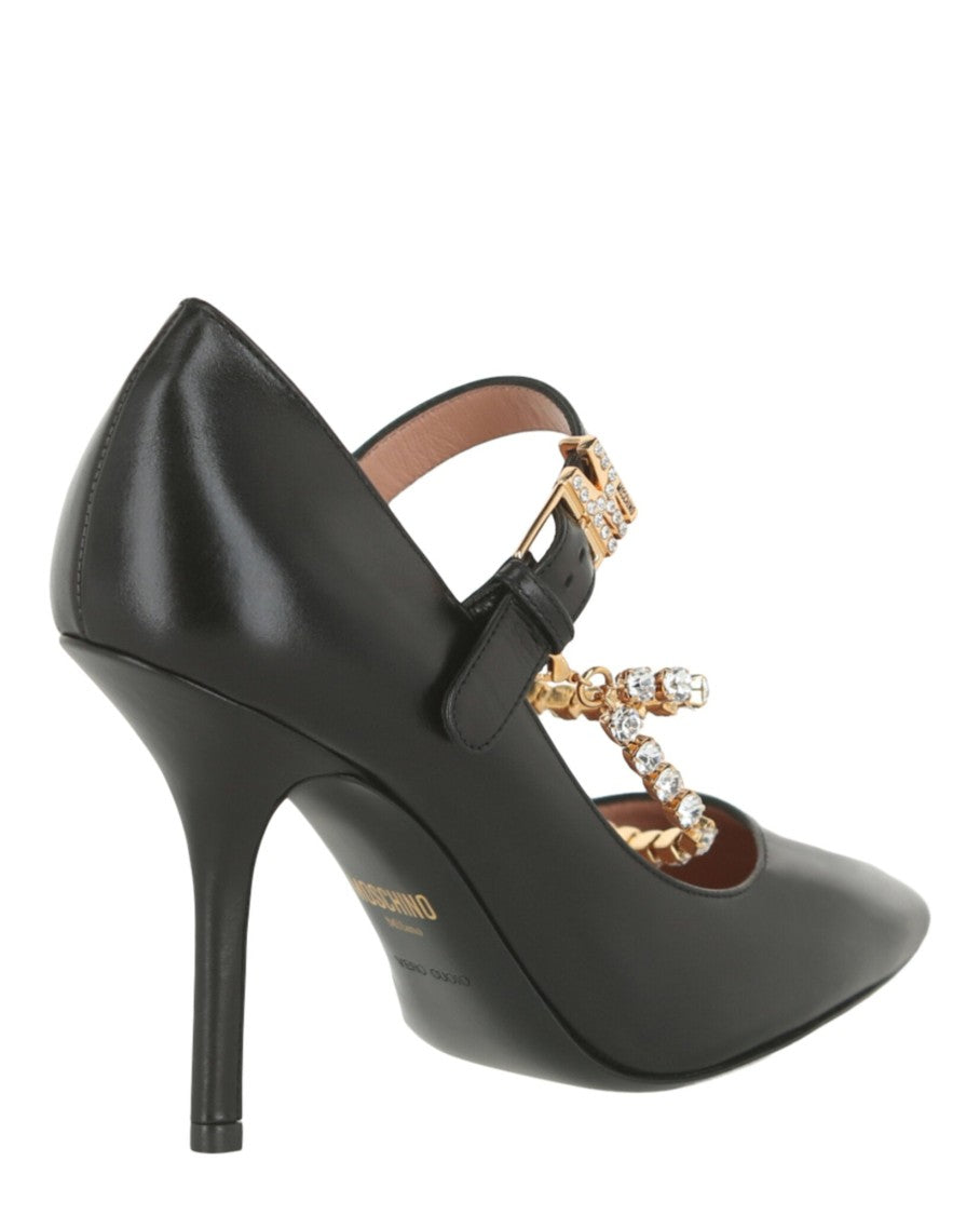 Moschino Rhinestone-Embellished Leather Pumps
