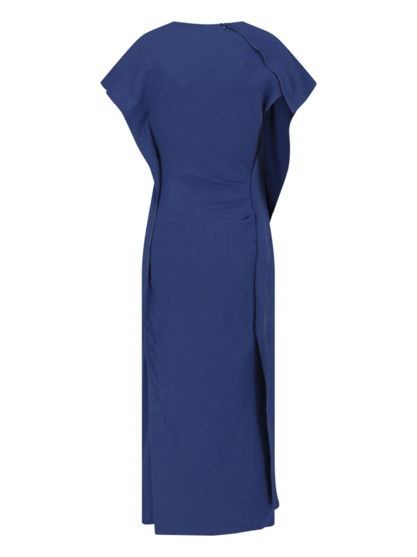 Victoria Beckham Sleek Blue Midi Dress With Structured Silhouette