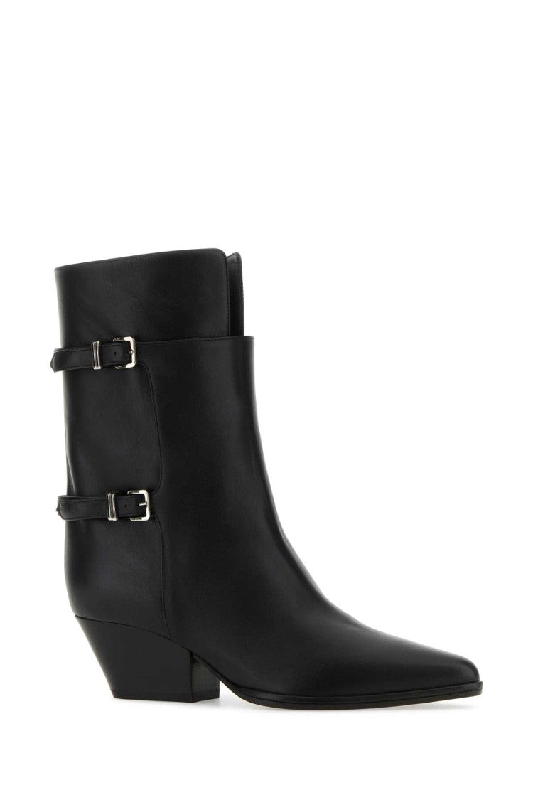 Sergio Rossi Black Leather Thalestris Ankle Boots