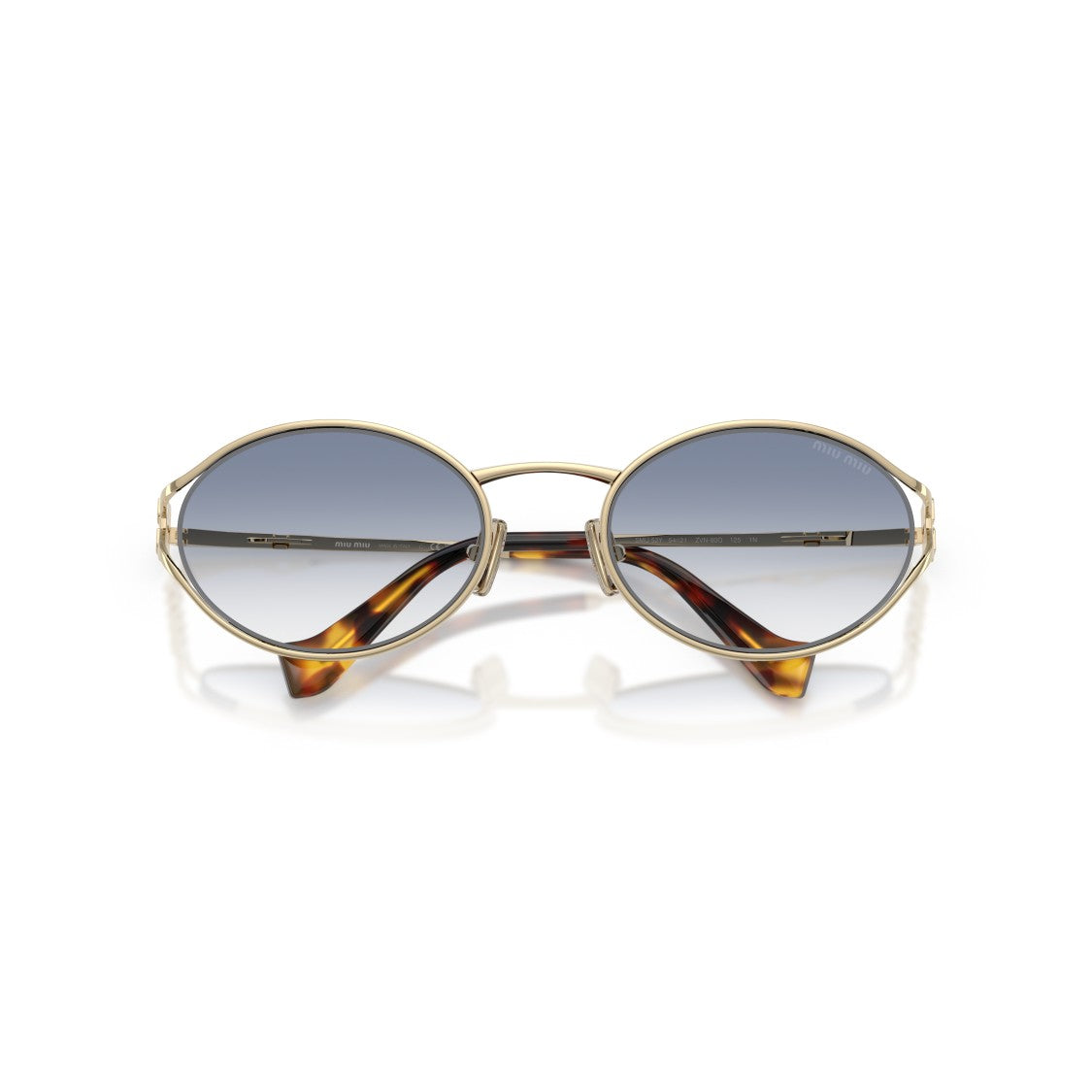 Miu Miu 0Mu 52Ys Oval-Shaped Sunglasses With Gold Metal Frames