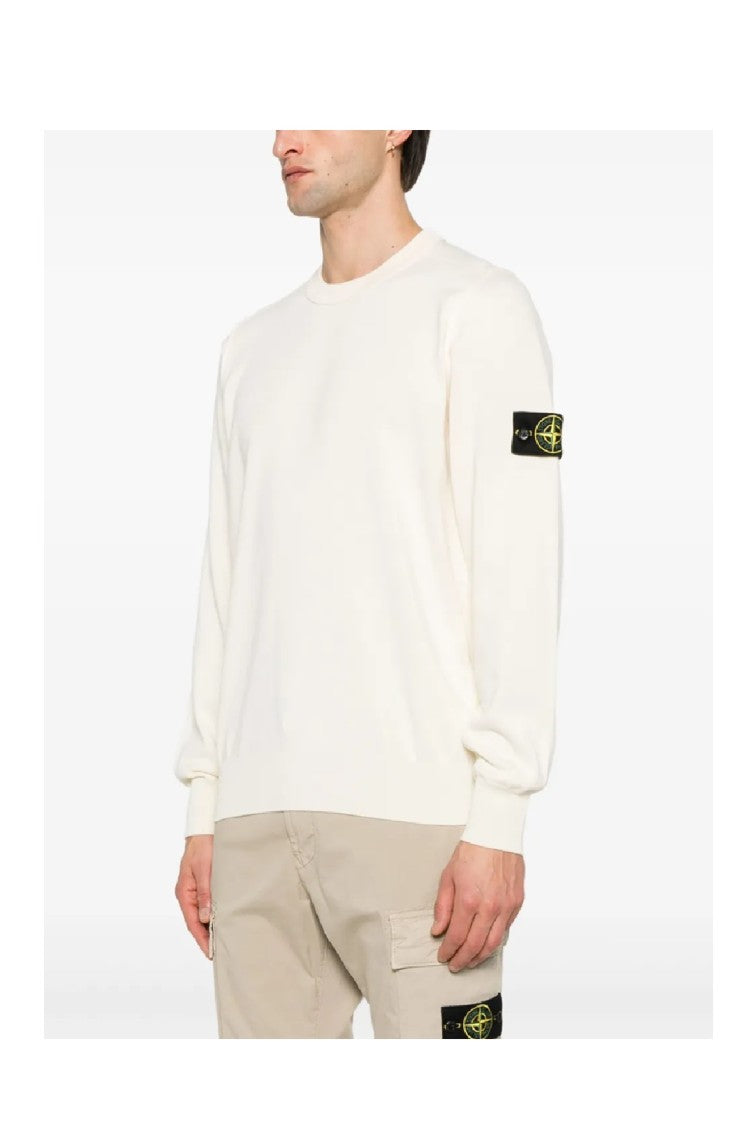 Stone Island White Long-Sleeved Sweater