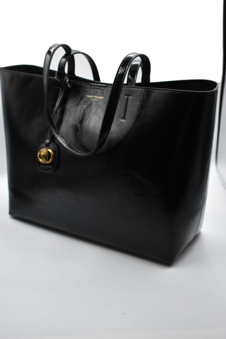 Kurt Geiger Glossy Black Structured Silhouette Handbag