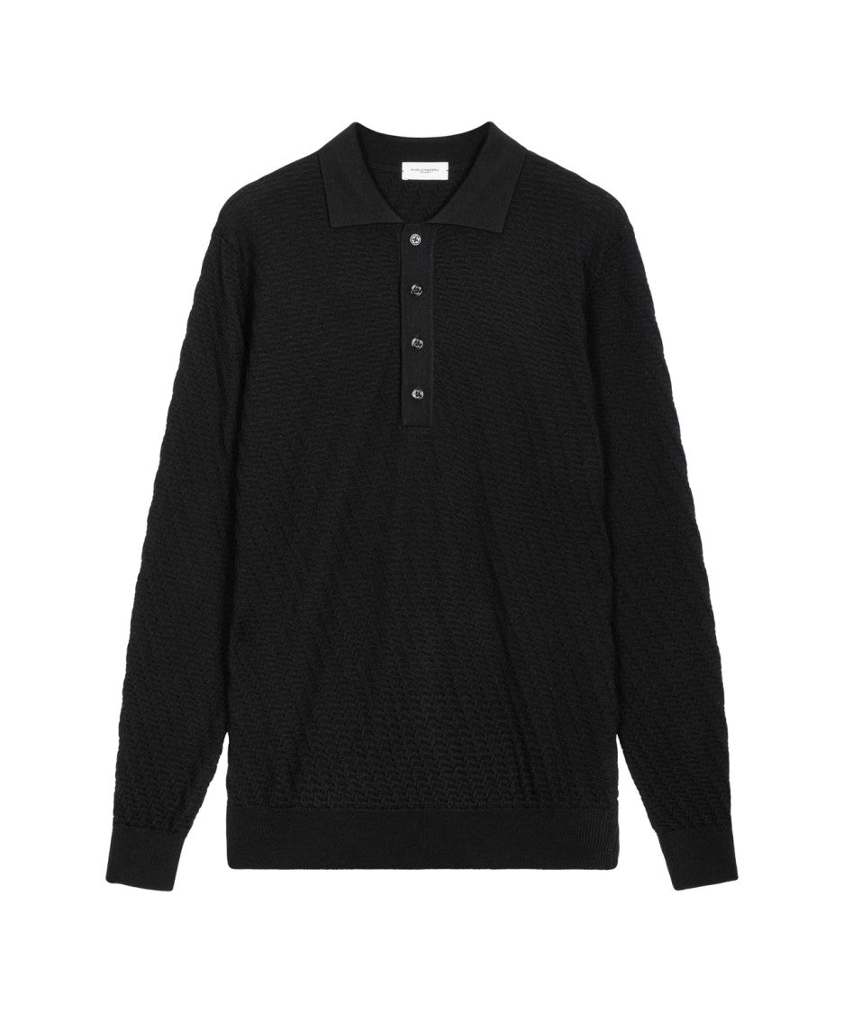 Paolo Pecora Polo Collar Knit Sweater With Button Closure