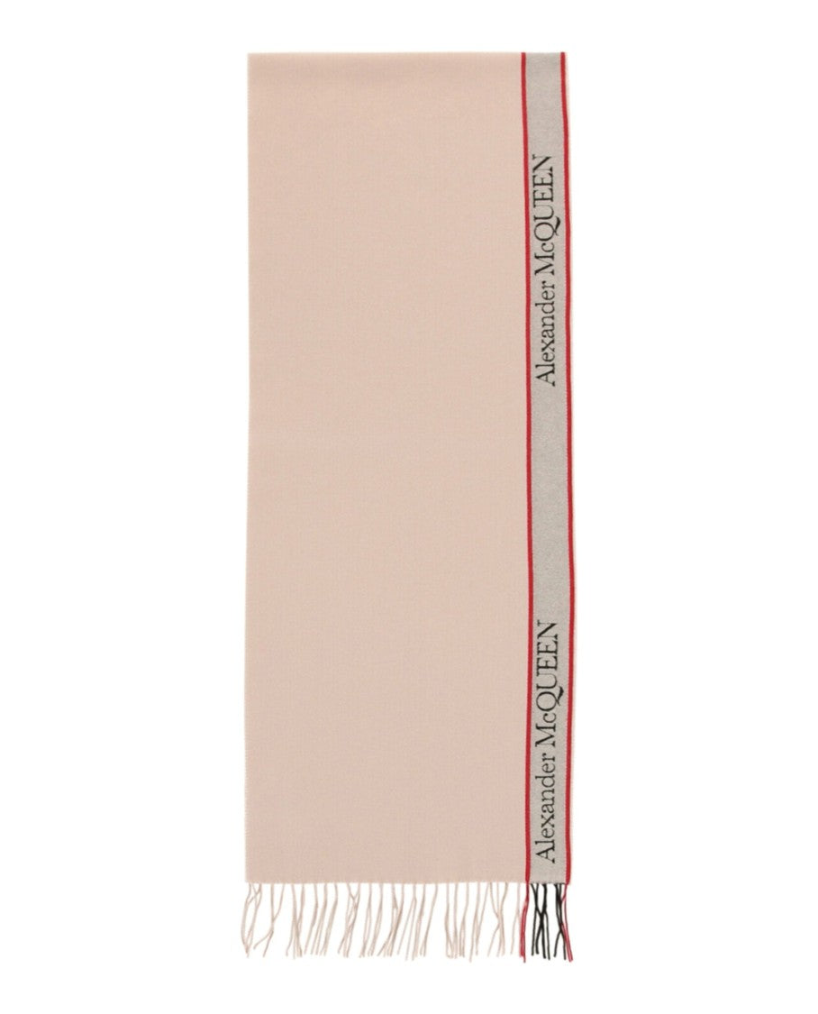 Alexander Mcqueen Selvedge Wool Scarf With Fringed Edges