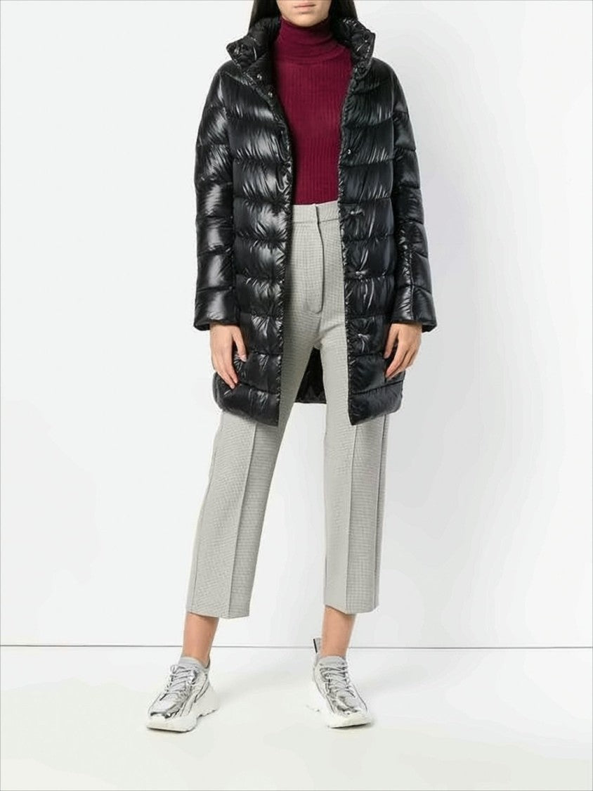 Herno Streamlined Knee-Length Down Coat With High Collar