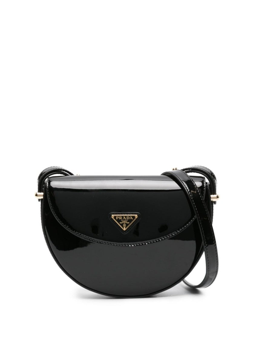 Prada Triangle-Logo Patent Leather Shoulder Bag