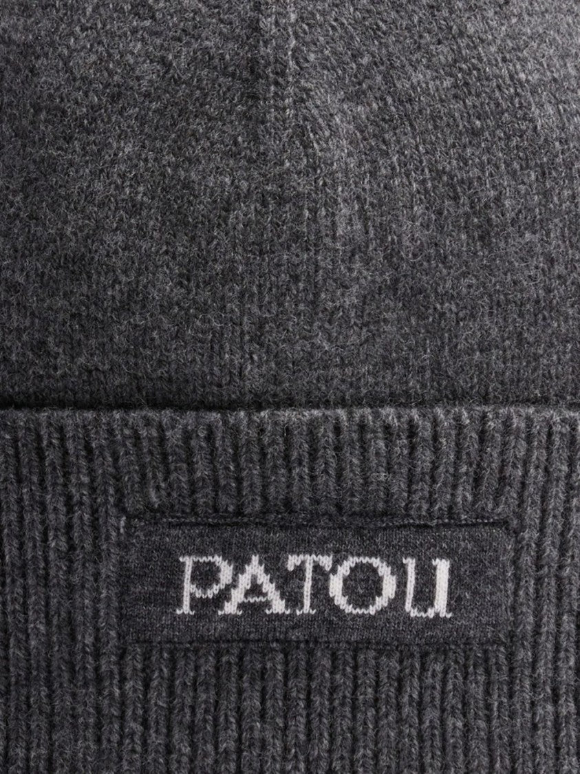 Patou Ribbed Knit Hat With Logo Label