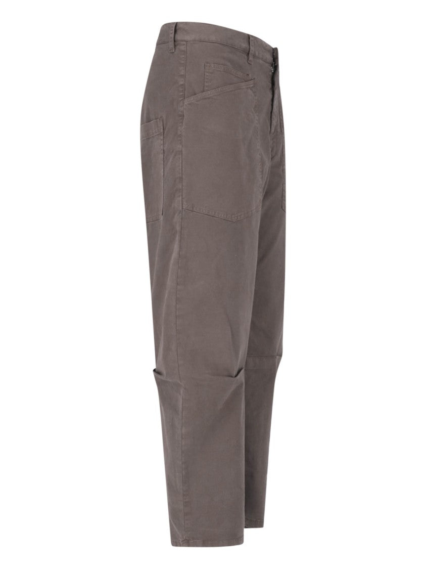 Nili Lotan Brown Shon Rounded-Leg Cotton Pants