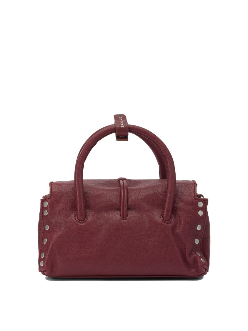 Zanellato Rectangular Burgundy Crossbody Bag With Silver-Tone Clasp