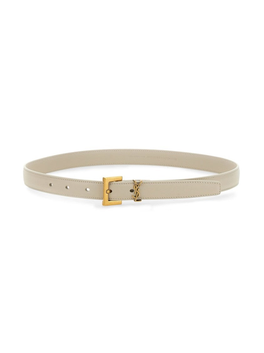 Saint Laurent Cassandre Slim Calfskin Belt