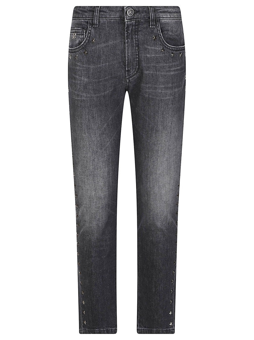 John Richmond Naeril Kate Studded Whiskered Black Skinny Jeans
