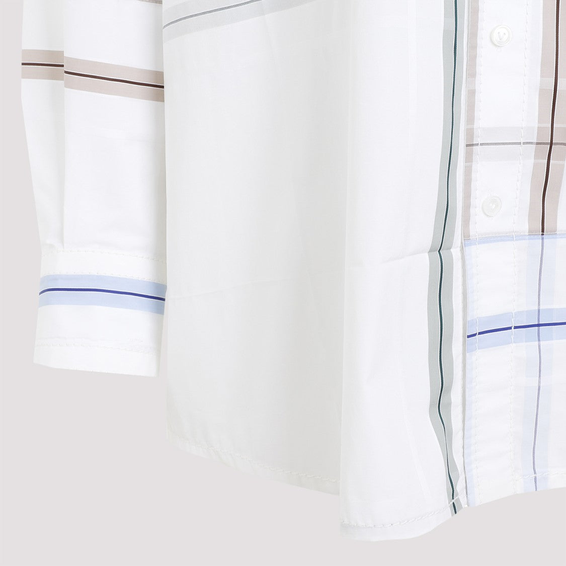 Bottega Veneta Check White Blue Green Cotton Shirt