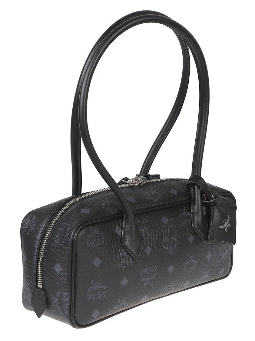 Mcm Black Leather Double-Zip Mini Bag