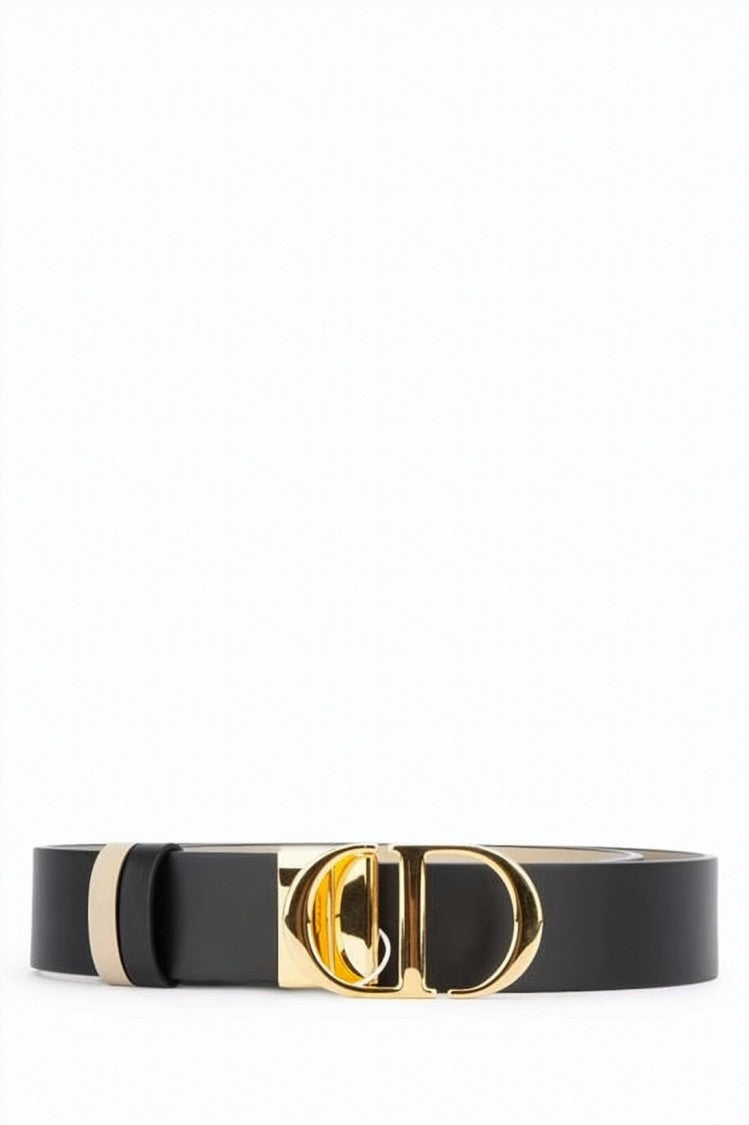 Dior Regular Leather Belt With Gold-Tone 'Cd' Buckle