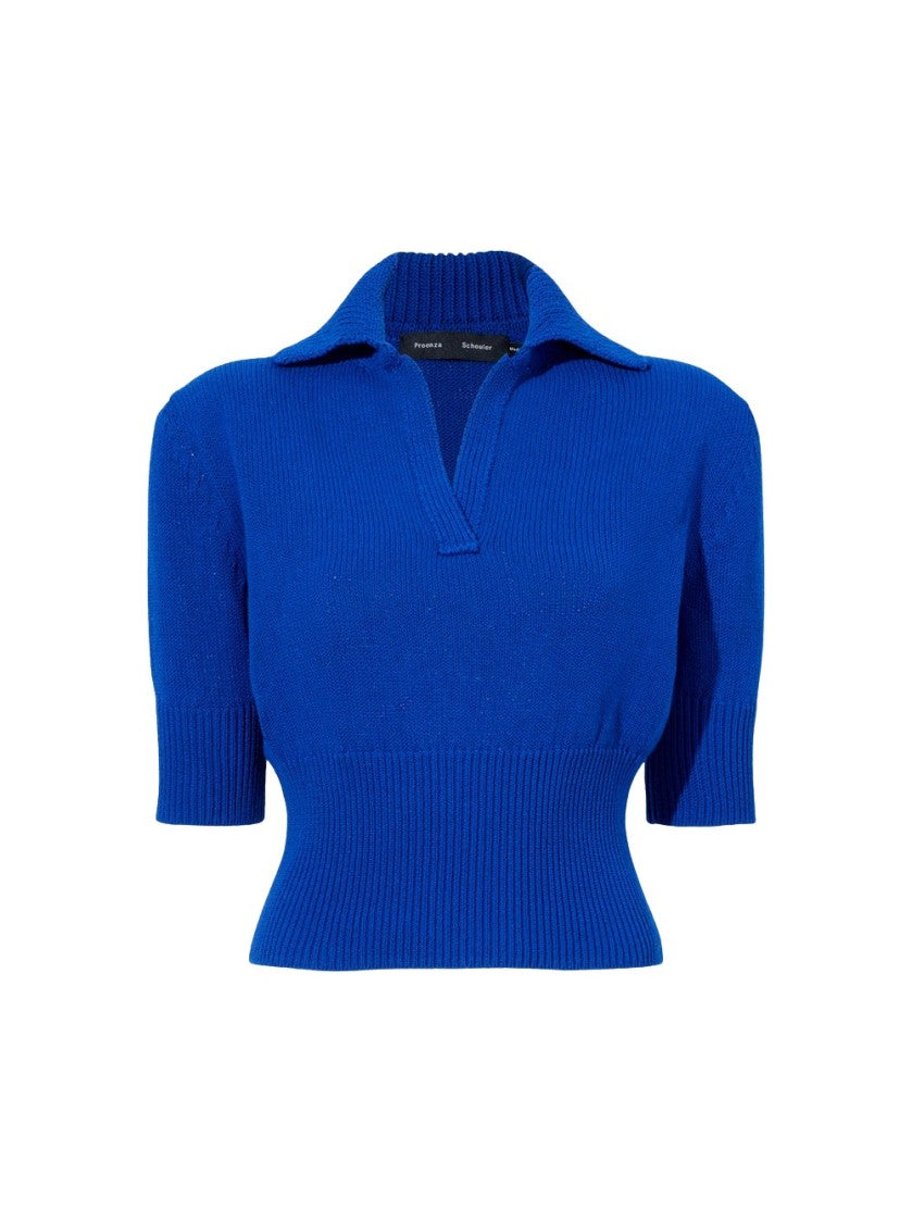 Proenza Schouler Reeve Cropped Polo Cobalt