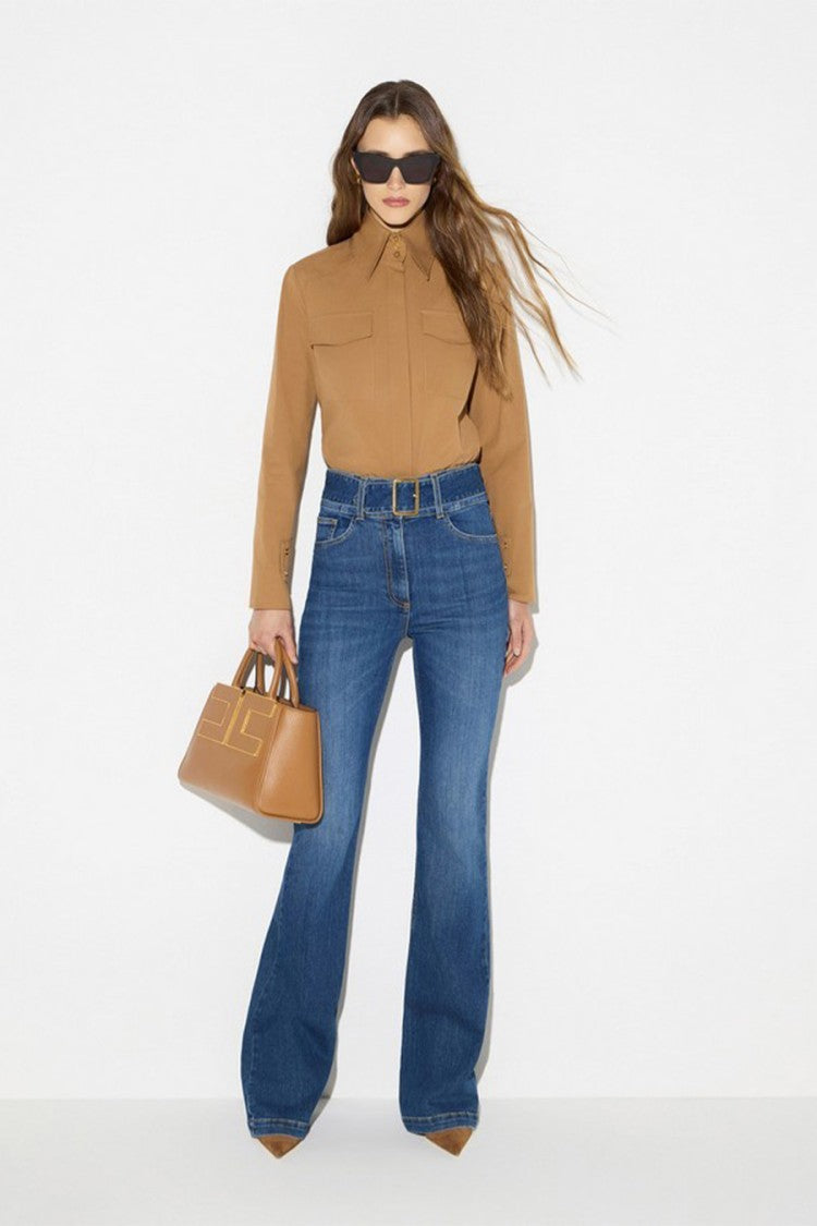 Elisabetta Franchi Blue Cotton-Lyocell Blend High-Waisted Jeans
