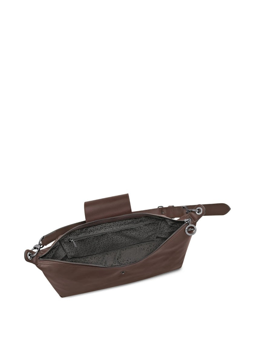 Longchamp Rectangular Brown Shoulder Bag With Adjustable Strap