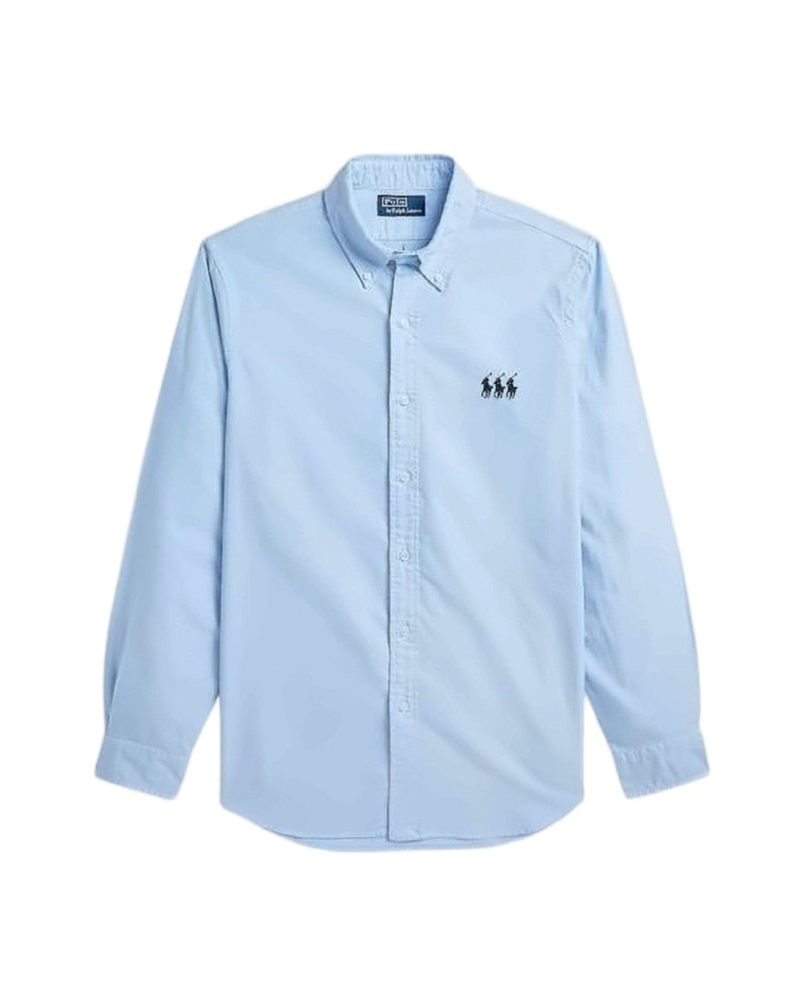 Polo Ralph Lauren Light Blue Long-Sleeve Button-Up Shirt With Tailored Silhouette