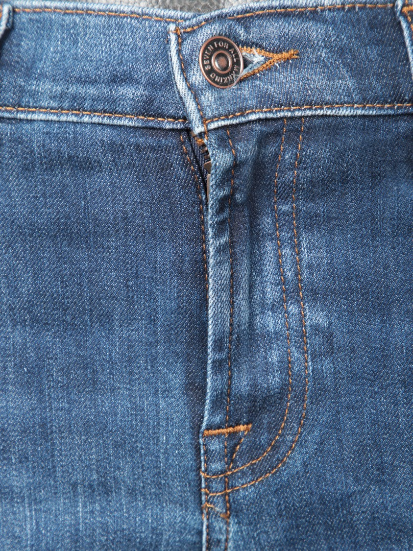 7 For All Mankind Mid-Rise Flared Blue Jeans