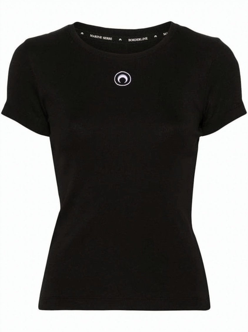 Marine Serre Fitted Short-Sleeve T-Shirt With Crescent Moon Emblem