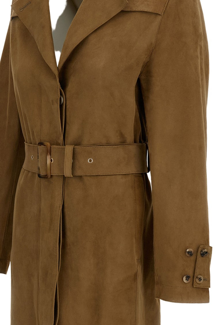Golden Goose Brown Long Suede Trench Coat