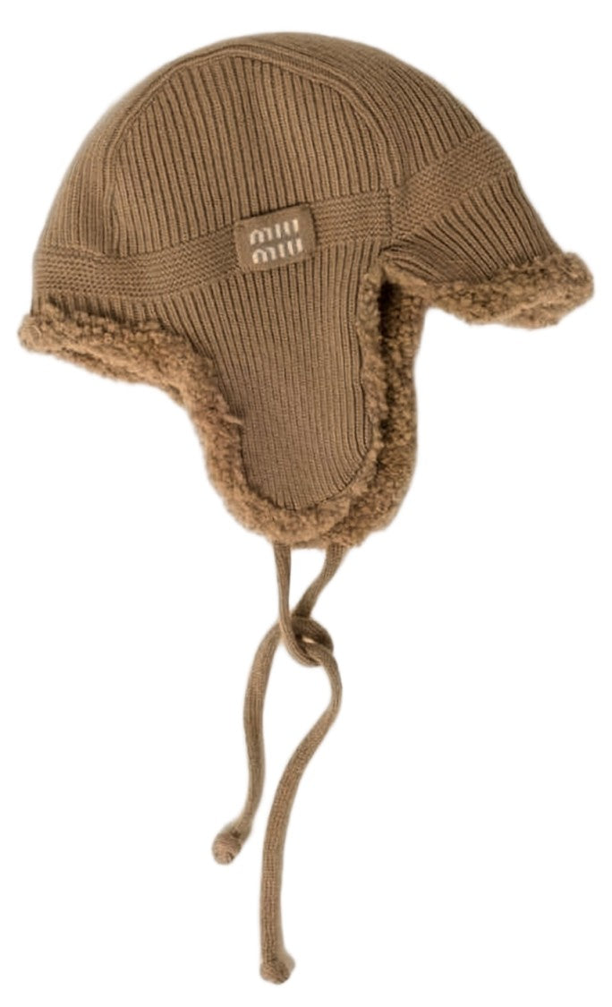 Miu Miu Brown Wool And Cashmere Blend Trapper Hat