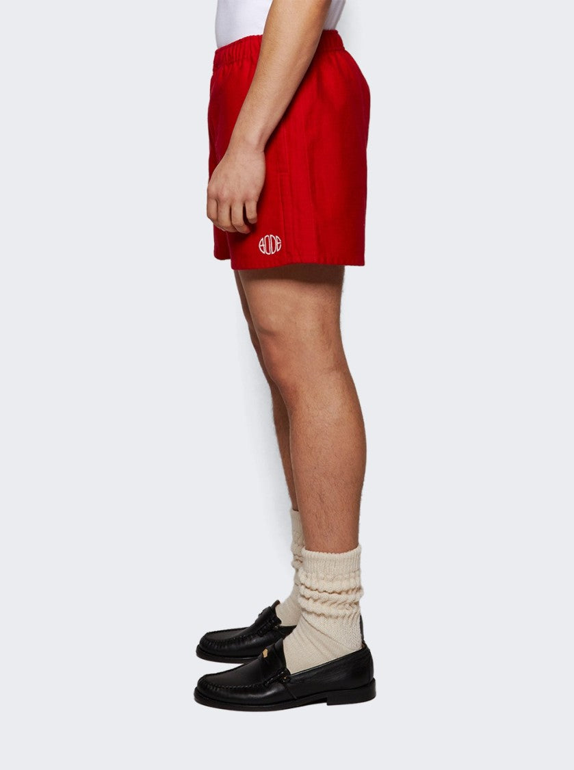 Bode Spring Twill Field Shorts Red