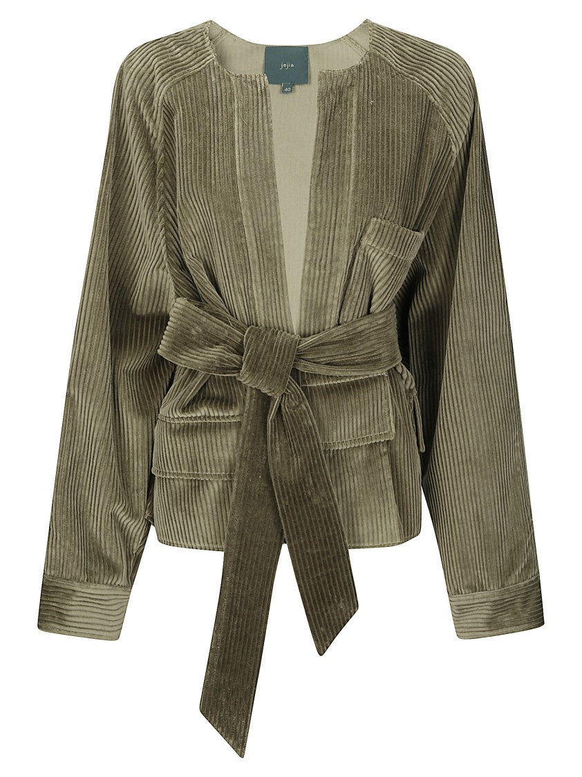 Jejia Short Ribbed Jacket With Versatile Fabric Panel