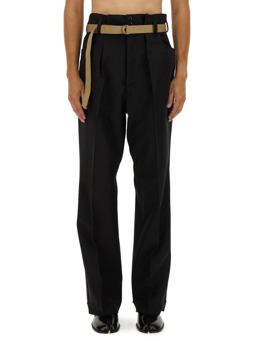 Maison Margiela High-Waisted Pants With Pleats And Stylish Belt