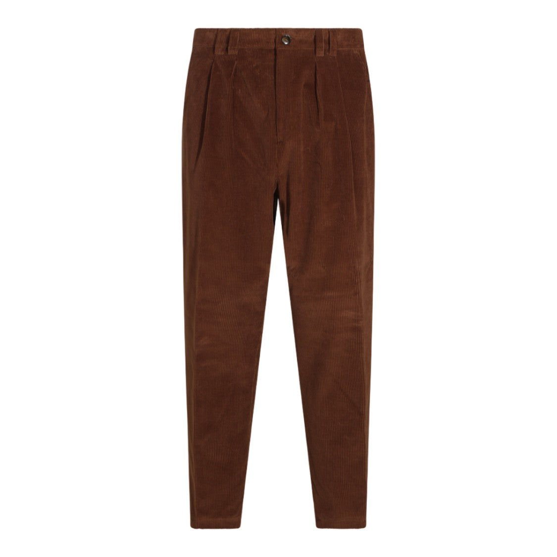 Canali Pleated Front Tailored Brown Corduroy Trousers