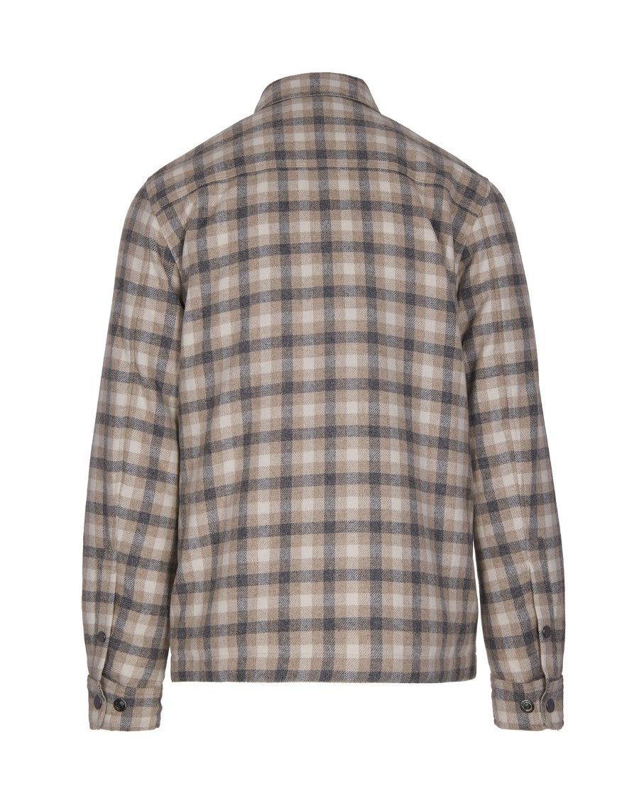 Woolrich Oatmeal Check Wool Blend Jacket