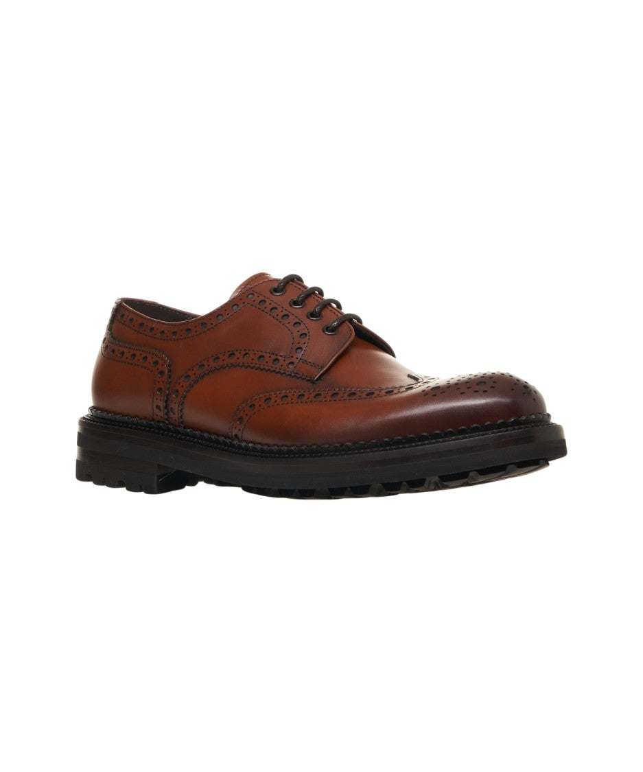 Green George Brown Brogue Lace-Up Shoes With Robust Sole