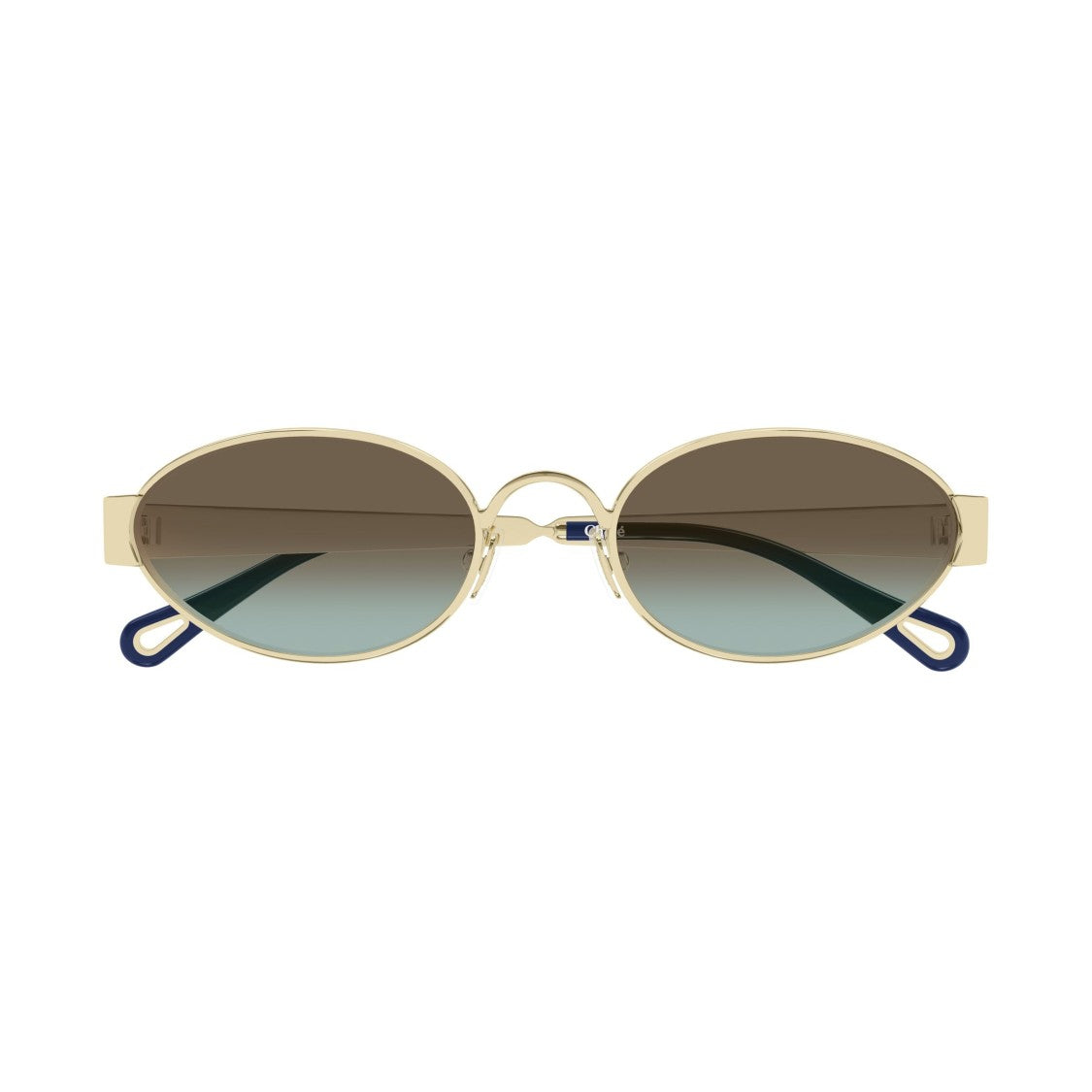 Chloé Oval Metallic Gold Sunglasses With Gradient Lenses