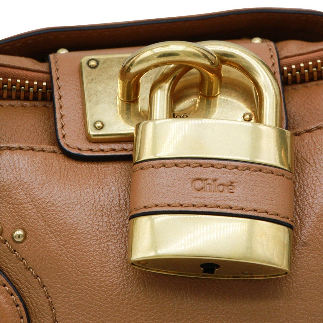 Chloé Structured Brown Leather Paddington Top Handle Bag