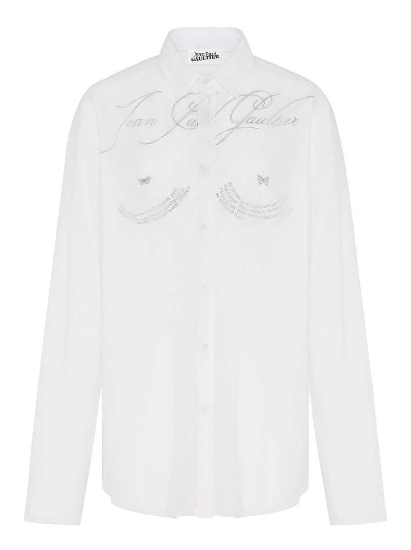 Jean Paul Gaultier Semi-Transparent Tulle Shirt With Tattoo Poem Print