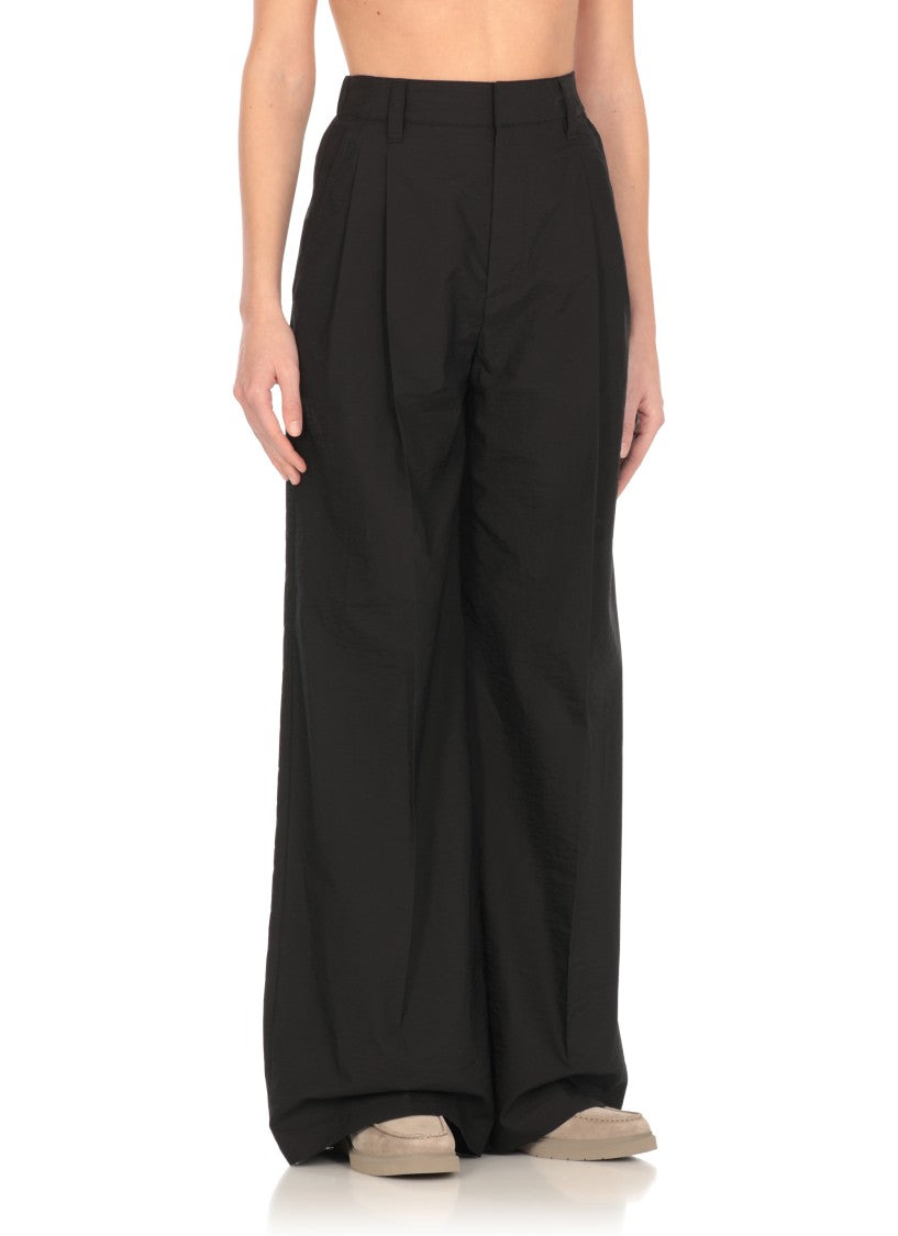 Brunello Cucinelli Wide-Leg Black Cotton Pants